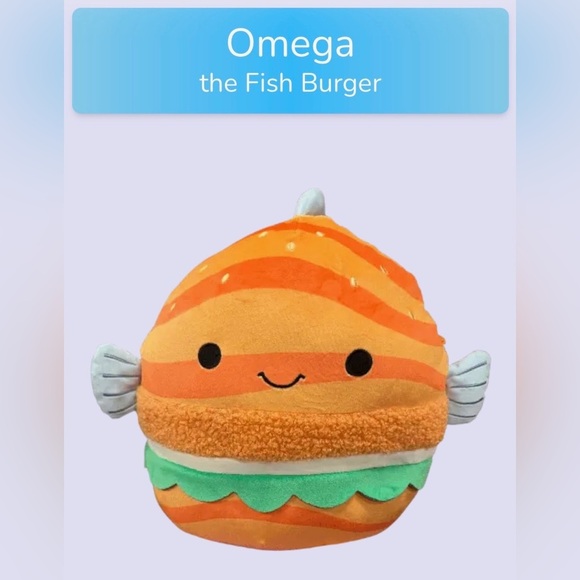 Squishmallows Other - Squishmallows Omega The Fish Burger Plush 🍔